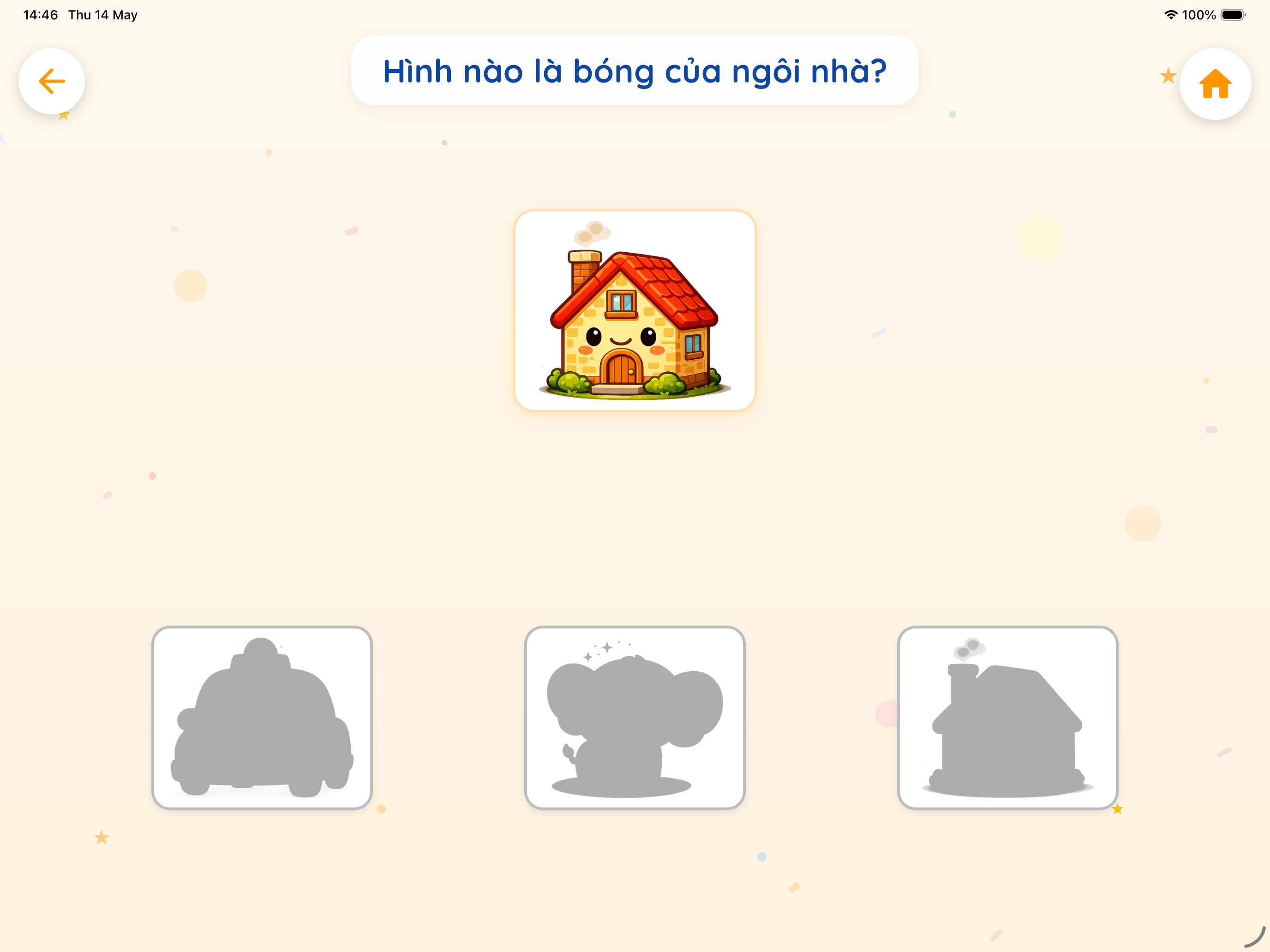 Trò chơi 'Chiếc bóng kỳ diệu' — bé tìm bóng ngôi nhà trên iPad