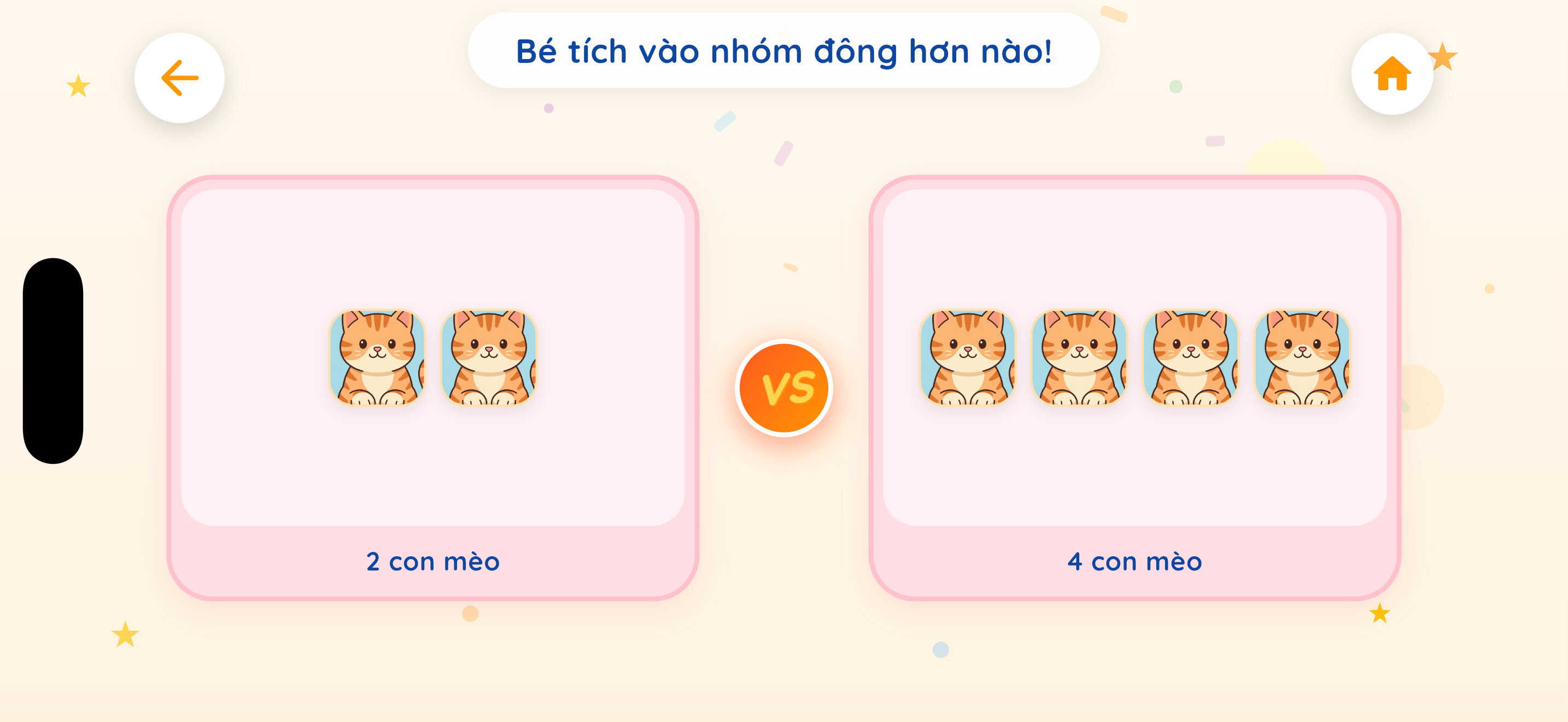 Trò chơi 'Ai nhiều hơn' — bé so sánh số lượng trên iPhone