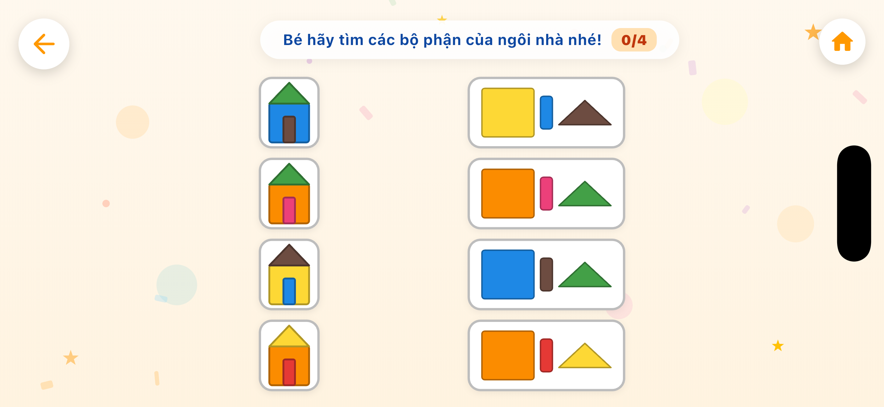 Trò chơi 'Tìm bộ phận của ngôi nhà' — bé ghép hình khối trên iPhone
