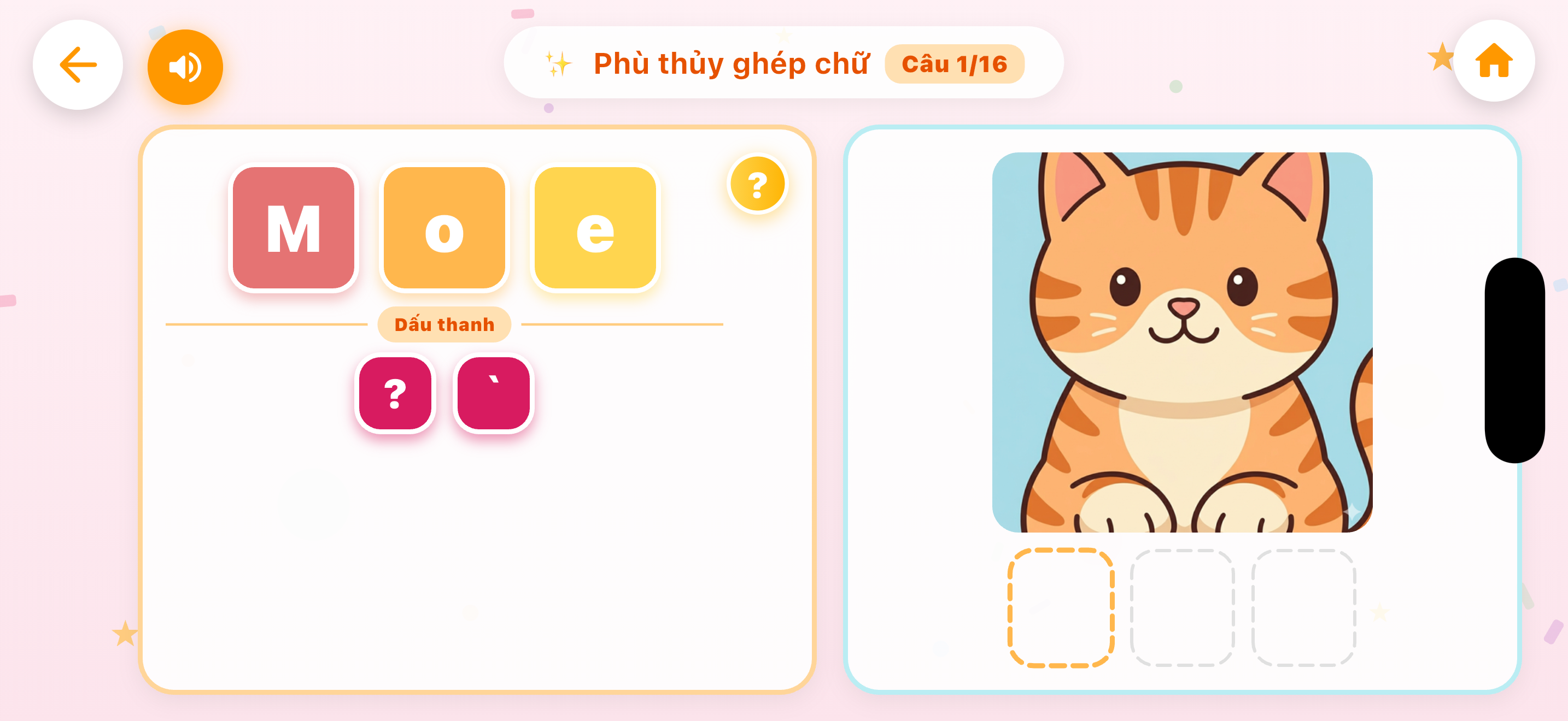 Trò chơi Phù thủy ghép chữ trên Kiddy Brain